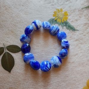 Blue Marbled Glass Bracelet